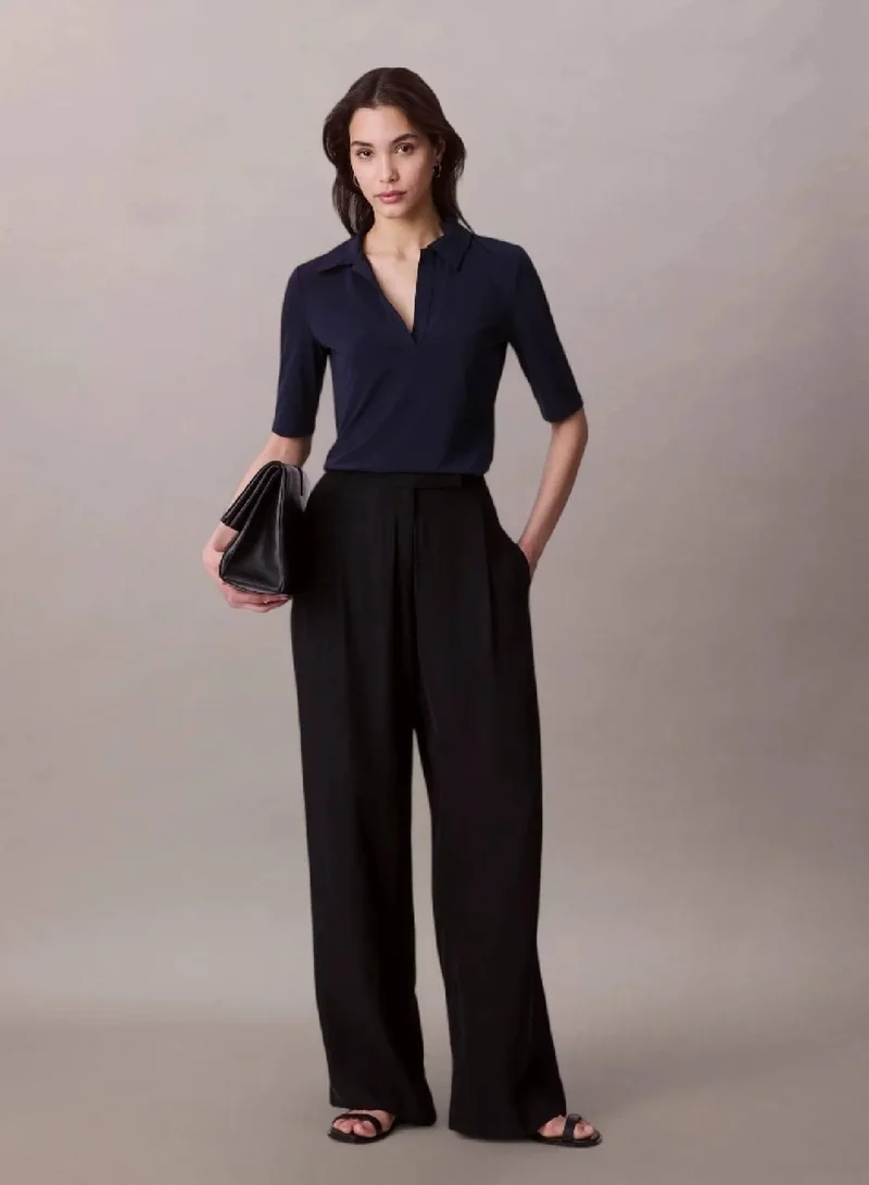 Calvin Klein Dark Sapphire Crepe Jersey Polo for Women | Best Price UAE