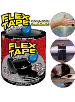 FLEX TAPE Waterproof Flex Seal Super Strong Adhesive Sealant Tape For Any Surface, Stops Leaks, Large (Black) 