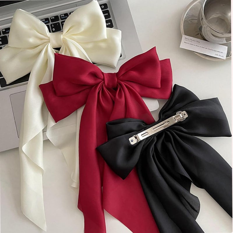 Tobeffect Hair Bows for Women Girls 8 PCS Hair Ribbon Bow Hair Clips with Long Tails Vintage Hair Accessories for Women - Image 3