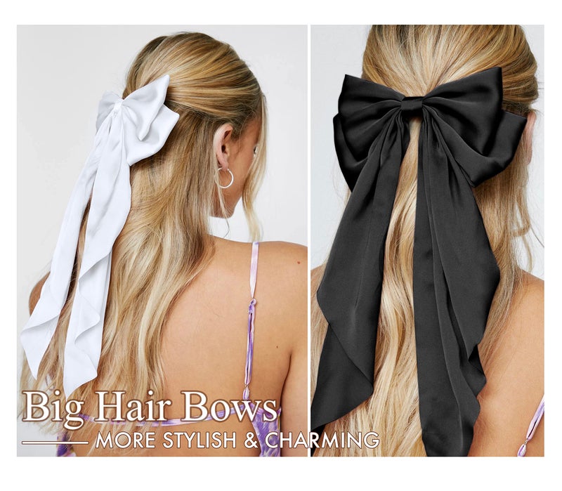 Tobeffect Hair Bows for Women Girls 8 PCS Hair Ribbon Bow Hair Clips with Long Tails Vintage Hair Accessories for Women - Image 2