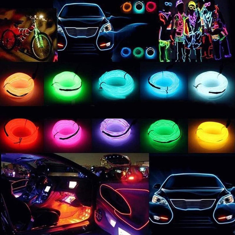 ABALDI El Wire Neon Light - 3m Flexible LED Car Interior Decoration (Ice Blue) - Image 4