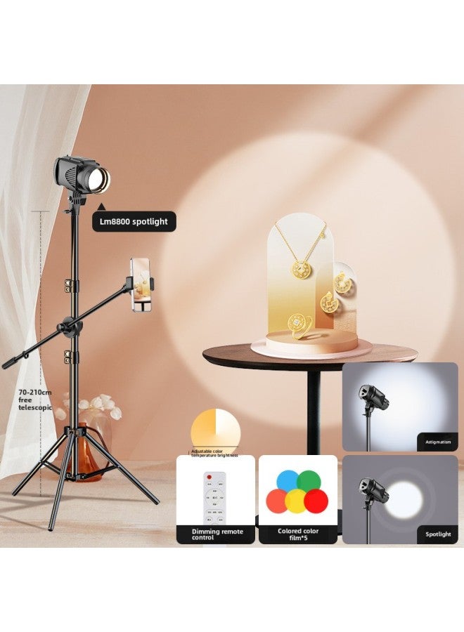 Special Hair Lamp In The Live Broadcast Room Live Overhead Atmosphere Spotlight Gods Girl Hair Lamp Contour Fill Light-Specifications:LM8800 Three-color Adjustable Focus (5-color Film) 2m Floor-to-floor Overhead Bracket.  - Image 1