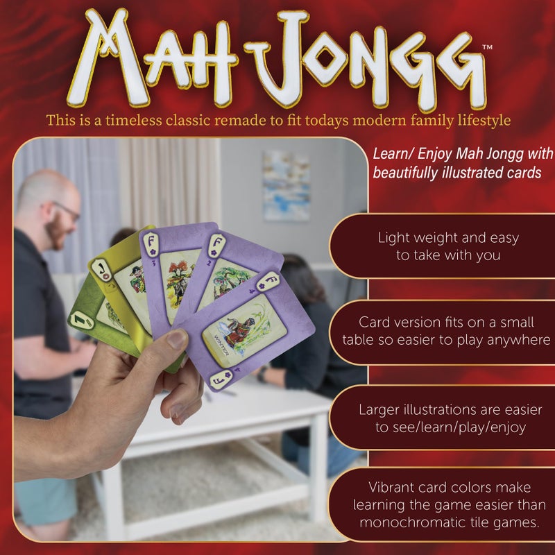 كونتينيوم غايمز Continuum Games Mah Jongg Card Game الإصدار القياسي الذهبي لمتعة العائلة - القواعد الأمريكية والصينية هدية رائعة للمراهقين والبالغين، محمولة وسهلة التعلم مع عمل فني مذهل وليس فقط البلاط - Image 2