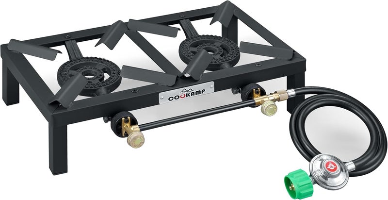 COOKAMP Propane Double Burner Angle Iron Camp Stove with CSA Listed Regulator and 4ft Hose (SA2200) - Image 5