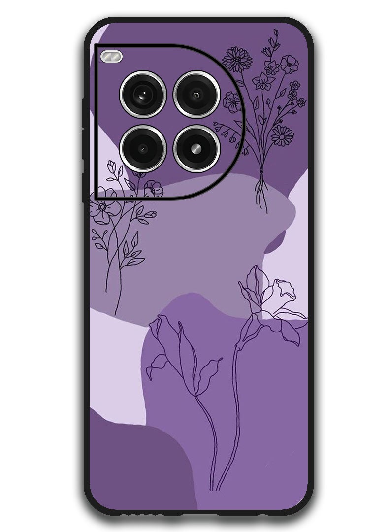 Protective Case Anti Scratch Shock Proof Bumper Cover For OnePlus Ace 3 Pro Purple floral design