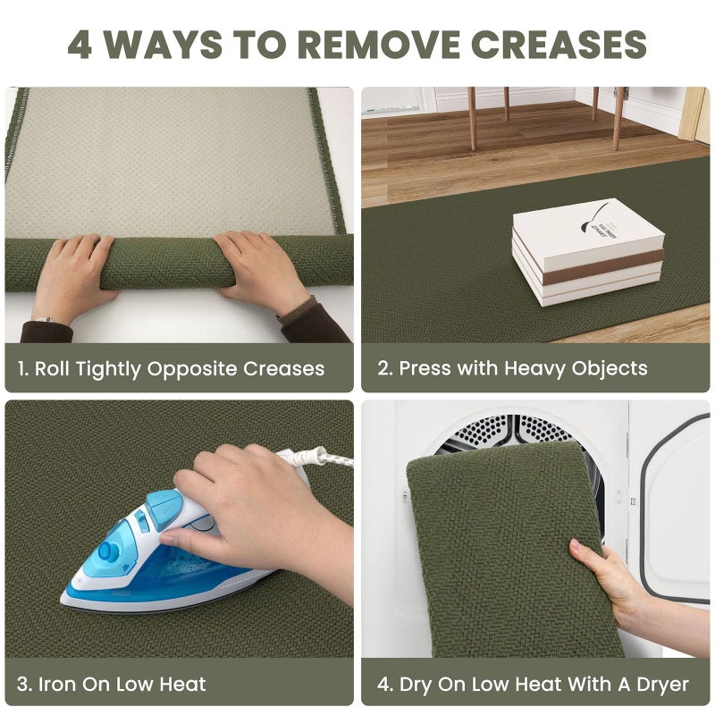 Ivissy Braided Runner Rug 2x5 Ft Washable Runners for Hallways Kitchen Runner Rug with Rubber Backing Cotton Entryway Runner Indoor  Woven Floor Carpet for Hall Kitchen Bedroom  Dark Green - Image 2