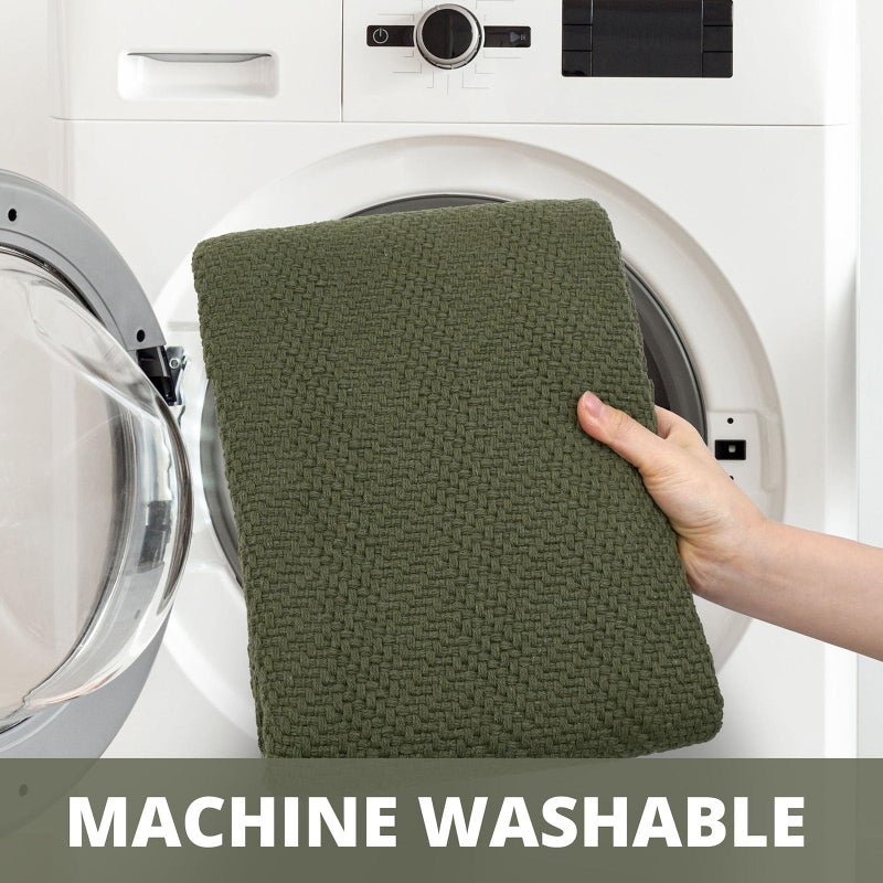 Ivissy Braided Runner Rug 2x5 Ft Washable Runners for Hallways Kitchen Runner Rug with Rubber Backing Cotton Entryway Runner Indoor  Woven Floor Carpet for Hall Kitchen Bedroom  Dark Green - Image 3