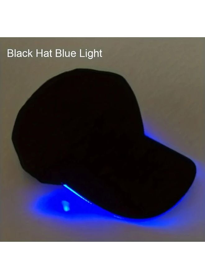 Black Blu Ray LED Baseball Cap Glow In The Dark Duckbill Neon Party Hat - Image 1