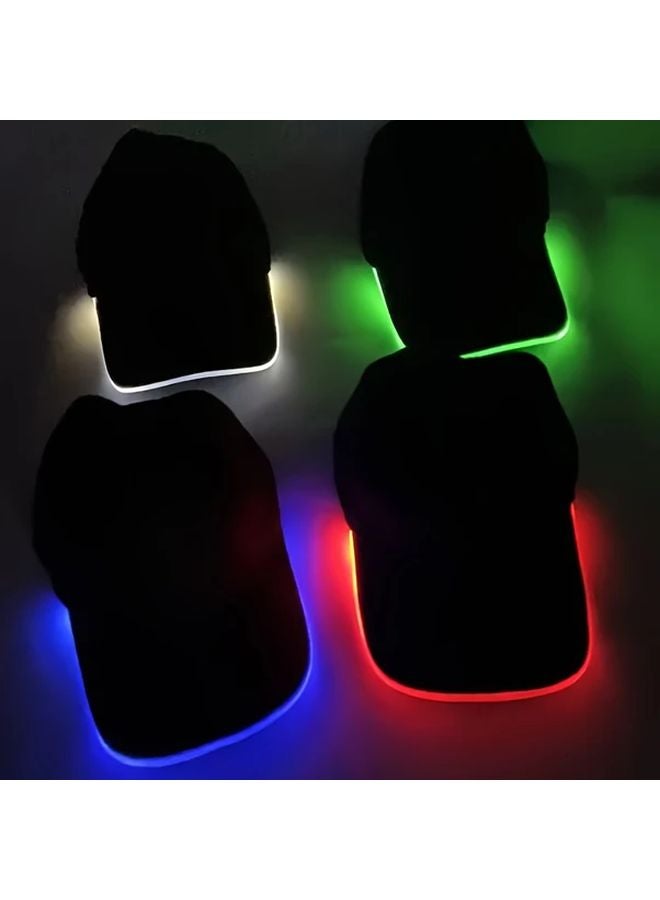 Black Blu Ray LED Baseball Cap Glow In The Dark Duckbill Neon Party Hat - Image 3