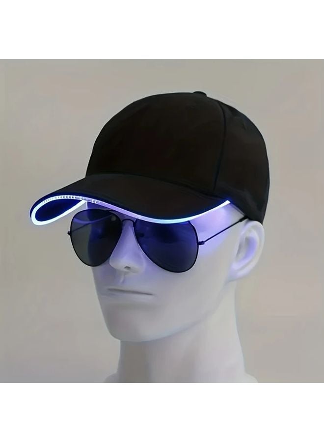 Black Blu Ray LED Baseball Cap Glow In The Dark Duckbill Neon Party Hat - Image 5