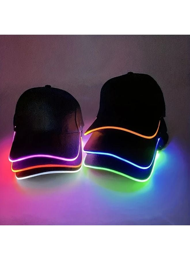 Black Blu Ray LED Baseball Cap Glow In The Dark Duckbill Neon Party Hat - Image 2