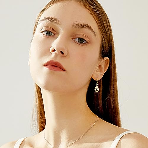 ALEXCRAFT Teardrop Leverback Dangle Earrings for Women 14K Gold Tear Drop Waterdrop Dangle Earrings for Women Trendy Hypoallergenic Teardrop Leverback Earring - Image 2