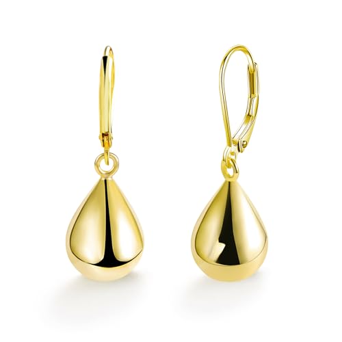 ALEXCRAFT Teardrop Leverback Dangle Earrings for Women 14K Gold Tear Drop Waterdrop Dangle Earrings for Women Trendy Hypoallergenic Teardrop Leverback Earring - Image 1