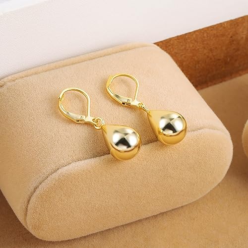 ALEXCRAFT Teardrop Leverback Dangle Earrings for Women 14K Gold Tear Drop Waterdrop Dangle Earrings for Women Trendy Hypoallergenic Teardrop Leverback Earring - Image 5