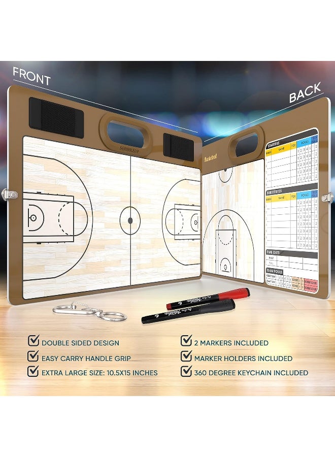 Scribbledo Basketball dry Erase Board for Coaches Double Sided Basketball Whiteboard Coaching Board Equipment Includes 2 White Board Markers for the Basketball Accessories Making it the Perfect Coach Gifts - Image 3