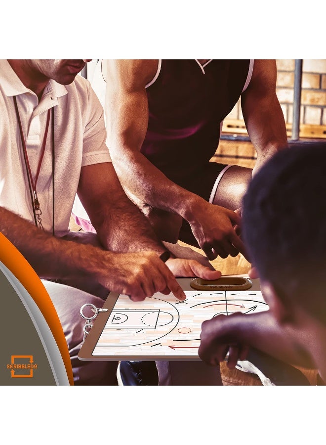 Scribbledo Basketball dry Erase Board for Coaches Double Sided Basketball Whiteboard Coaching Board Equipment Includes 2 White Board Markers for the Basketball Accessories Making it the Perfect Coach Gifts - Image 1