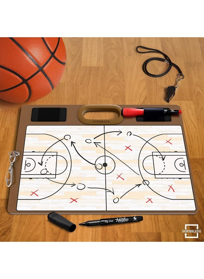 Scribbledo Basketball dry Erase Board for Coaches Double Sided Basketball Whiteboard Coaching Board Equipment Includes 2 White Board Markers for the Basketball Accessories Making it the Perfect Coach Gifts - Image 4
