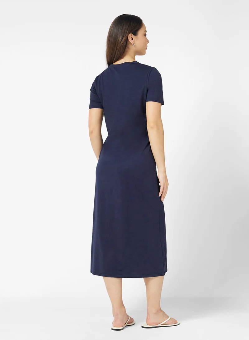 Ginger Basics Cotton Maxi T-shirt Dress with Slit