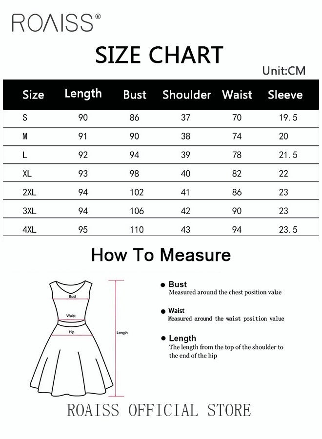 roaiss Ladies Short-Sleeve Tie-Neck Sheath Dress Women Short-Sleeve Belted Dress Invisible Zipper Women Elegant Professional Dress  - Image 3