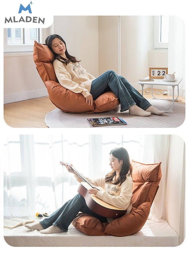 MLADEN - Folding Floor Chair Lazy Couch Lounge Sofa Cushion Floor Seating Back Support Floor Seat with Adjustable Backrest Fully Assembled White for Meditation Reading TV Watching Gaming - Image 1