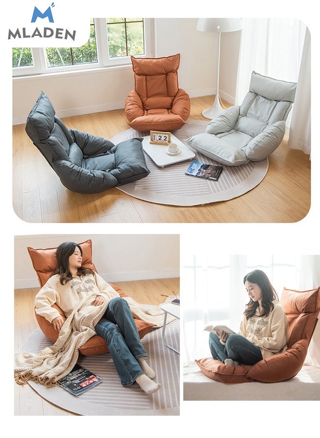 MLADEN - Folding Floor Chair Lazy Couch Lounge Sofa Cushion Floor Seating Back Support Floor Seat with Adjustable Backrest Fully Assembled White for Meditation Reading TV Watching Gaming - Image 1