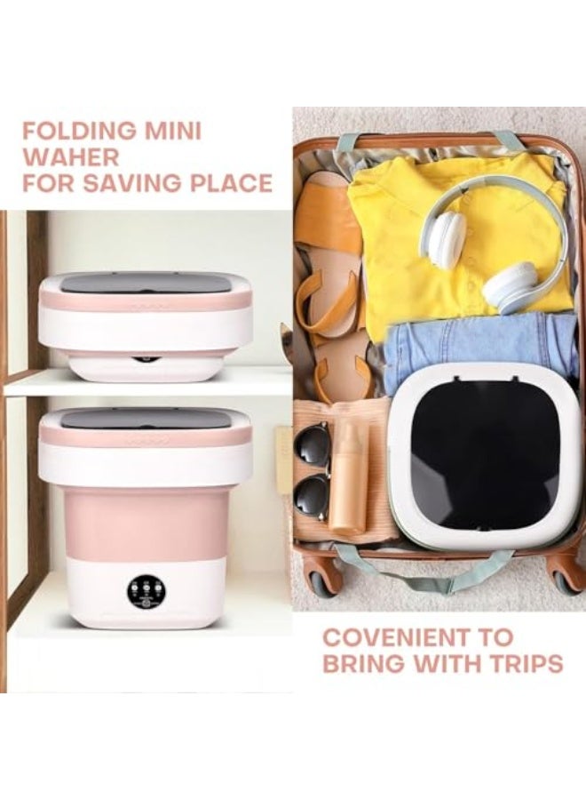 Portable Washing Machine,11L Large Capacity Mini Washing Machine with Spin Dryer,Mini Foldable Clothes Washer,Small Collapsible Laundry Washer for Travel,Baby Clothes,Underwears,Socks (13L Pink) - Image 5
