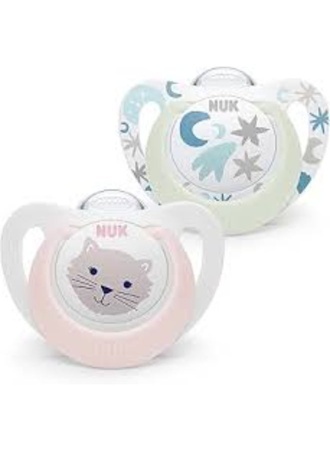Nuk baby pacifier pink bear white 0-6 month 2 piece