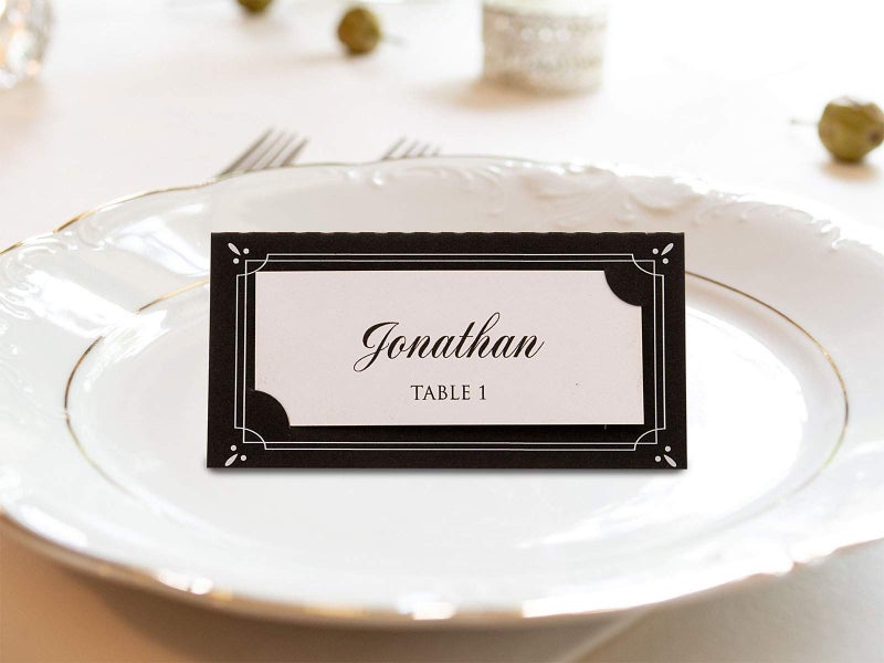 Summer-Ray.com Summer-Ray 48 Double Layer Black & White Wedding Modern Place Cards Escort Cards Seating Cards - Image 5