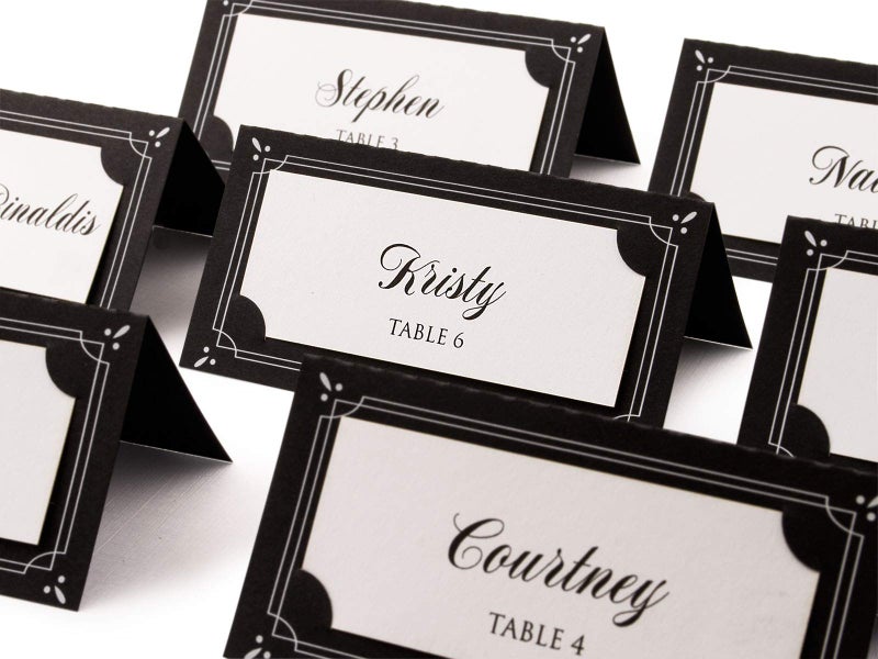 Summer-Ray.com Summer-Ray 48 Double Layer Black & White Wedding Modern Place Cards Escort Cards Seating Cards - Image 4