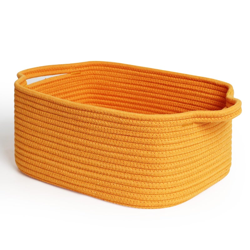 MEGASKET Orange Woven Basket 135 x 10 x 6 Baskets for Gifts Empty Cute Cotton Rope Cat Dog Toy Bin Box Small Woven Bin for Organizing Orange Room Decor Nursery Cloth Diaper Storage Organizer - Image 2