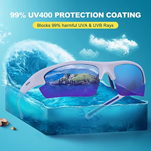 Duduma Polarized Sports Sunglasses for for Men Women Fishing Cycling Running Golf Driving Glasses Tr62 Superlight Frame (White/blue) - Image 2