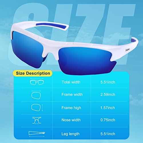 Duduma Polarized Sports Sunglasses for for Men Women Fishing Cycling Running Golf Driving Glasses Tr62 Superlight Frame (White/blue) - Image 3