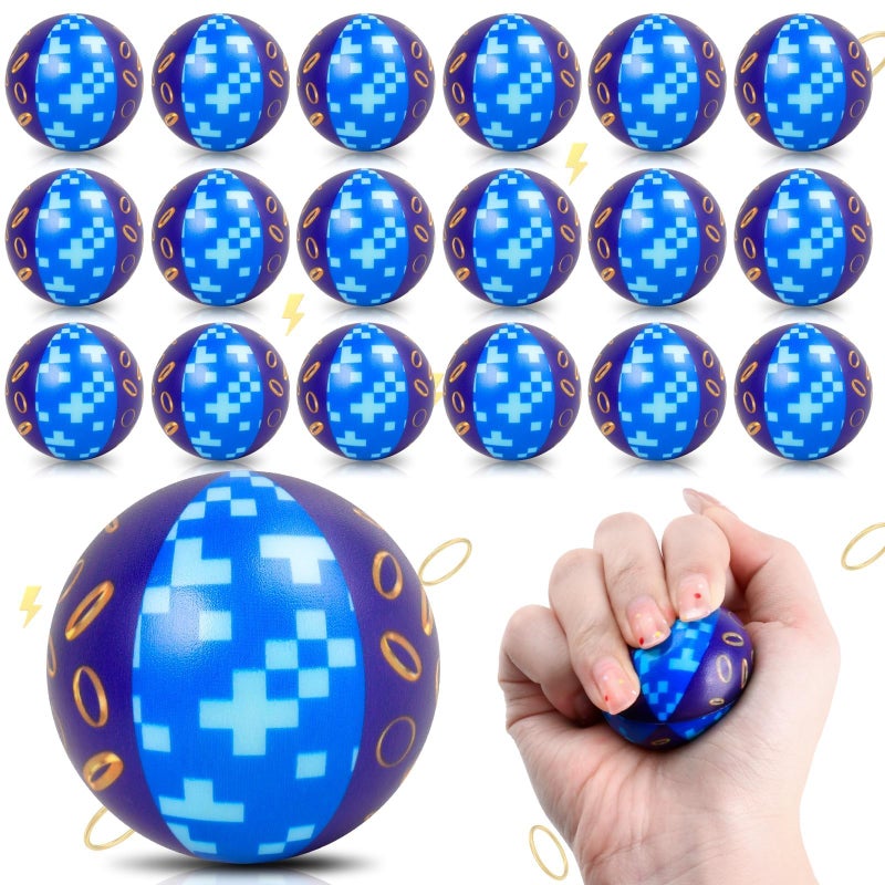 AXBMM 24 PCS Blue Golden Rings Stress Balls for Kids Party Favors 157 Inch Anxiety Relief Fidget Sensory Toys Golden Rings Theme Squeeze Toys Bulk for Birthday Goodie Bags Carnival Gifts Classroom Prizes - Image 3