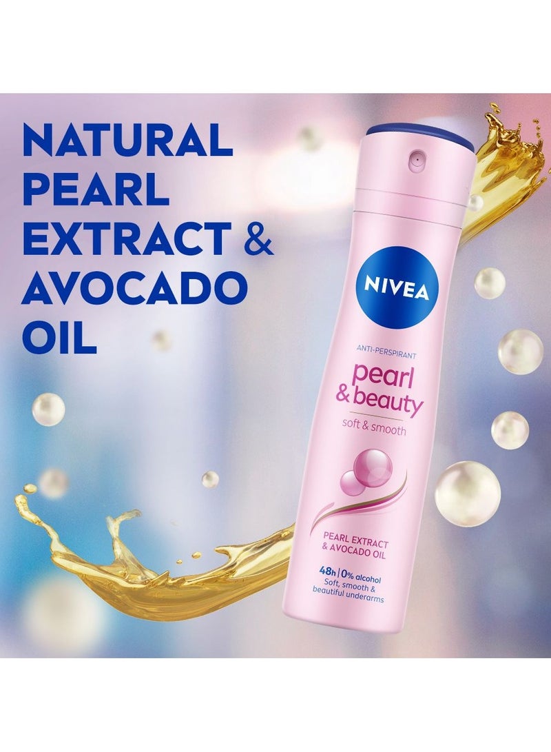Nivea Pearl And Beauty Deodorant Spray For Women 150ml (Pack of 6) - Image 2