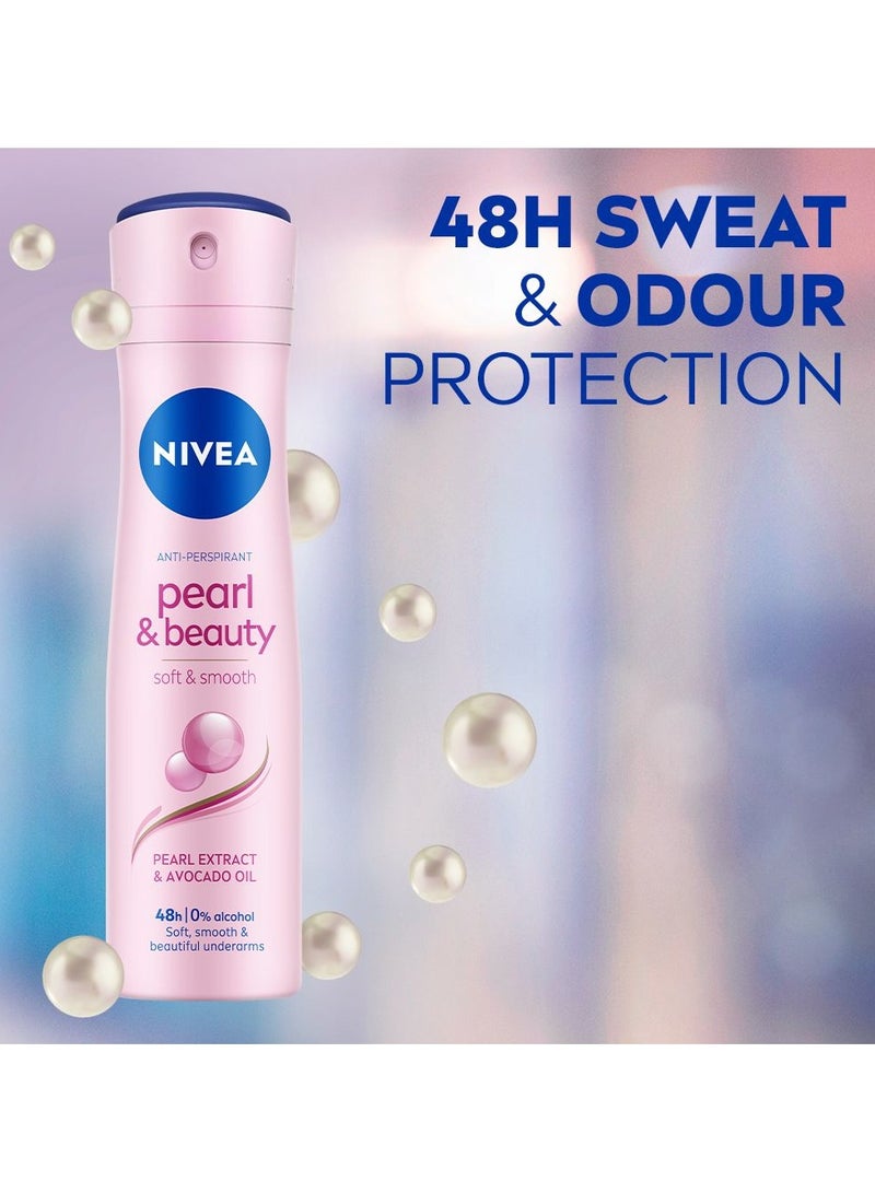 Nivea Pearl And Beauty Deodorant Spray For Women 150ml (Pack of 6) - Image 3