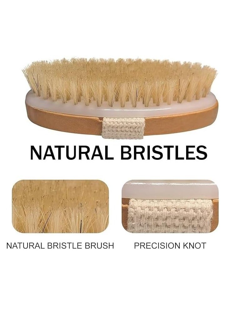 إسكدنيا فرشاة خشبية للجسم بشعيرات من النايلون | مقبض طويل قابل للفصل | حزام يد لقبضة آمنة | حلقة لل | فرشاة تقشير وتدليك فعالة - Image 3