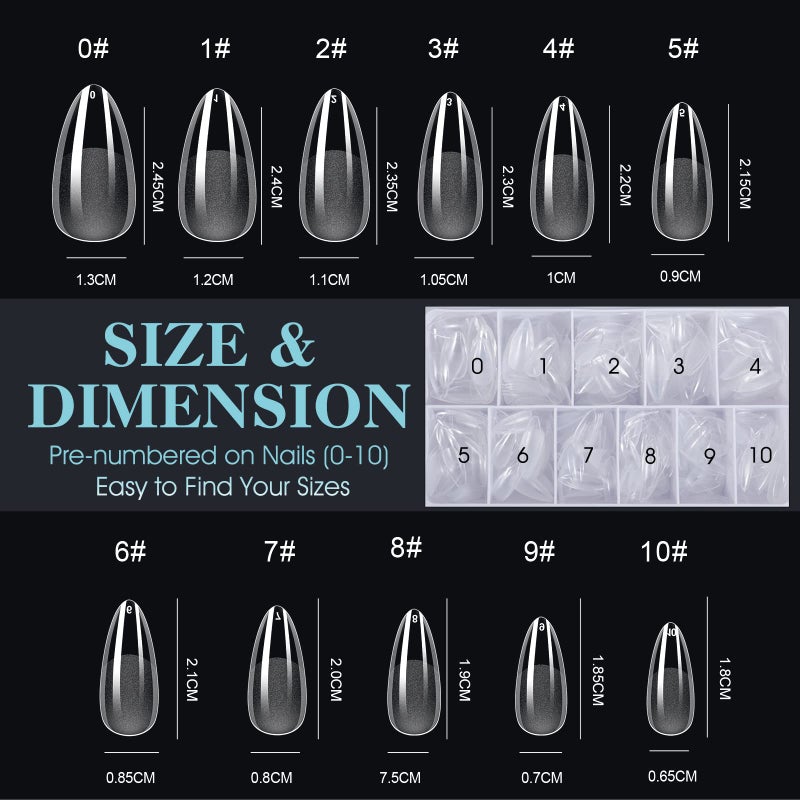 Gelike ec Nail Tips Almond for Salon: 552 Pcs Medium Soft Gel Nail Tips for Manicure 12 Sizes - Image 2