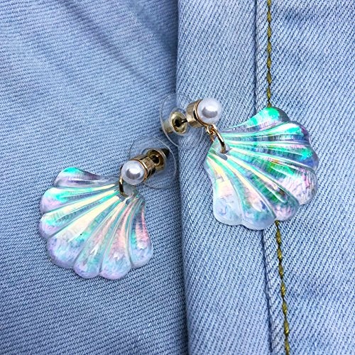 AMOR SPES 1 Pair Color Change Pearls Sea Shell Stud Earrings Beach Jewelry Gifts for Women for Halloween Party - Image 2