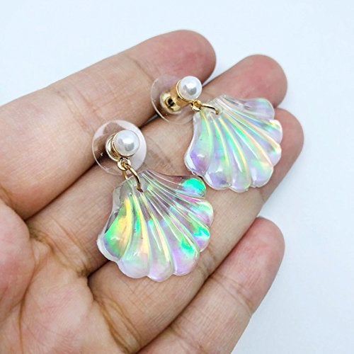 AMOR SPES 1 Pair Color Change Pearls Sea Shell Stud Earrings Beach Jewelry Gifts for Women for Halloween Party - Image 5