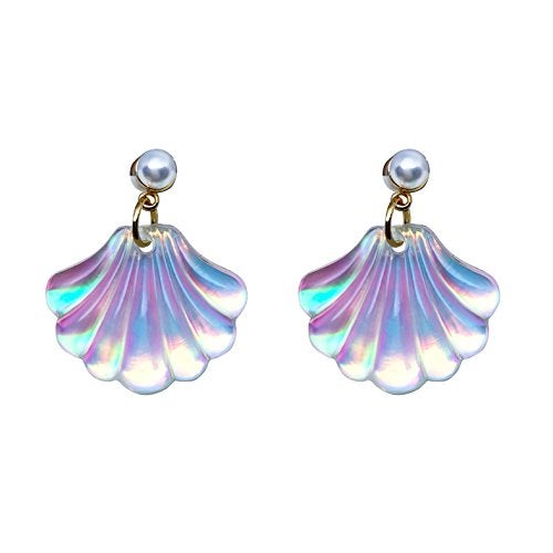 AMOR SPES 1 Pair Color Change Pearls Sea Shell Stud Earrings Beach Jewelry Gifts for Women for Halloween Party - Image 1