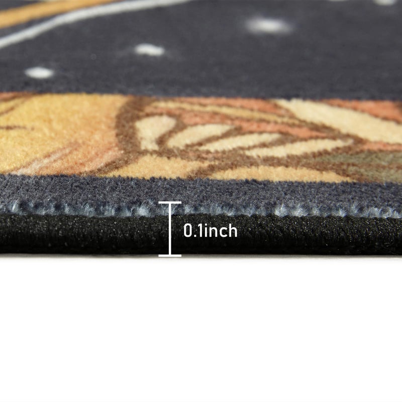 Ouyattle Washable Mystical Luna Moth Rugs Ultra Thin, Boho Moody Black Floral Aesthetic Bedroom Rugs Vintage Hippie Celestial Trendy Indie Dorm Rug, Retro Cute 5x7 Area Rug for Dining Living Room Entryway - Image 5