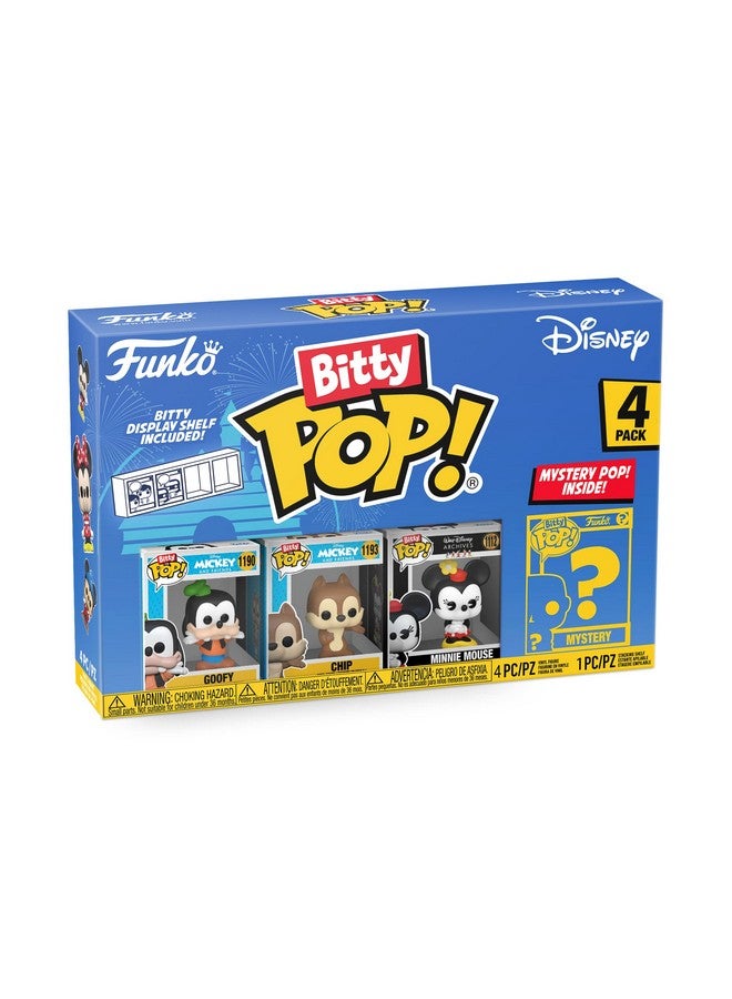 Funko Bitty POP! Disney - Goofy, 4-Pack - Goofy, Chip, Minnie Mouse (Hands Folded) and A Surprise Mystery Mini Figure - 0.9 Inch (2.2 Cm) Collectable - Stackable Display Shelf Included - Gift Idea - Image 1