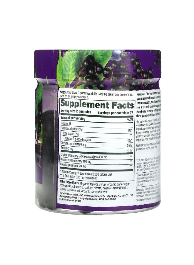 MegaFood Elderberry Immune Support Berry 400 mg  54 Gummies 200 mg per Gummy  - Image 2
