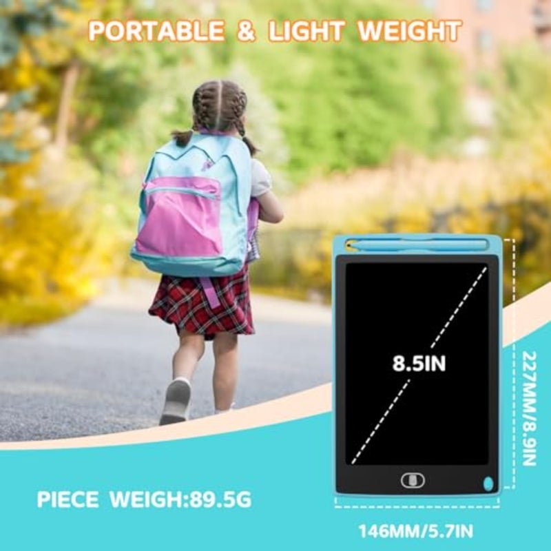 تابلت كتابة LCD مقاس 8.5 بوصة، مجموعة لوحة رسم صديقة للعين مع شاشة قفل، 3 أقلام ستايلس وزر ممحاة، لوحة رسم قابلة لإعادة الاستخدام، للسفر والمنزل والمدرسة - 3 قطع - Image 5