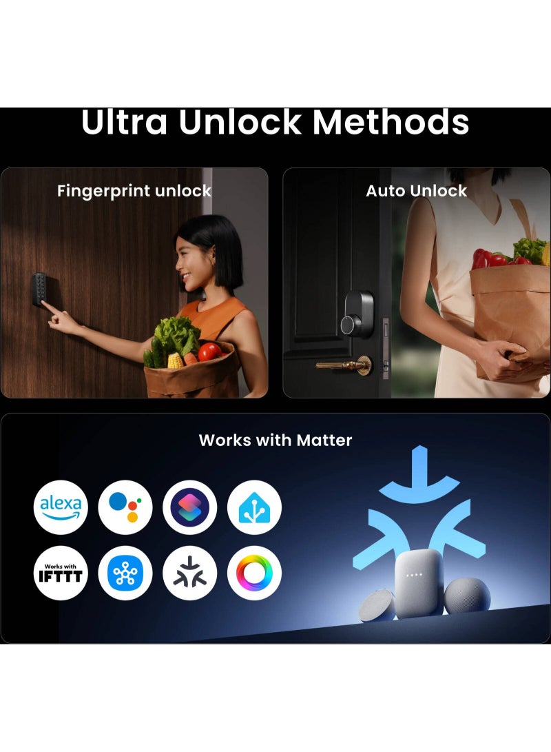 SwitchBot Lock Ultra Smart Door Lock, Fingerprint, NFC, Passcode, Bluetooth & Wi-Fi Hub, Keyless Entry for Home & Office, Easy Installation, Works with Alexa, Google & Apple Home - Image 5