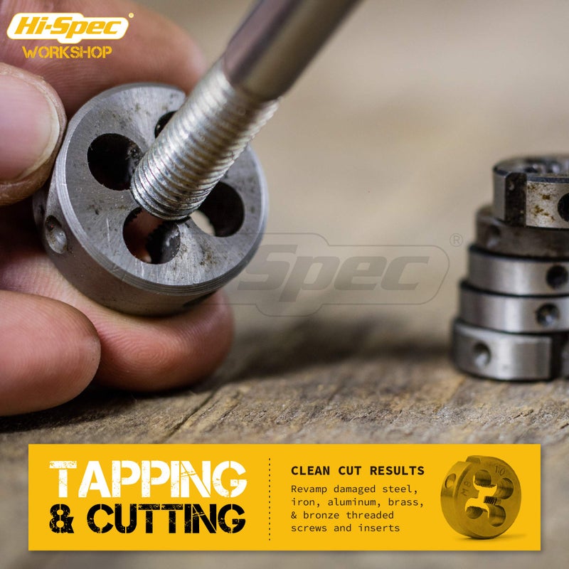 Hi-Spec 39 Piece Metric Tap & Die Set. Complete M3 to M12 Fine & Coarse Tools to Cut, Chase and Thread with Screw Pitch Gauge in a Tray Case - Image 3