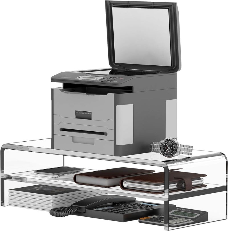 Egchi Acrylic Monitor Stand, 2 Tiers Computer Monitor Riser(20x8x5.5 Inch), Monitor Riser/Computer Stand for Home,Office,Business,PC Desk Stand for Keyboard Storage& Multi-Media Laptop Printer Screen - Image 5