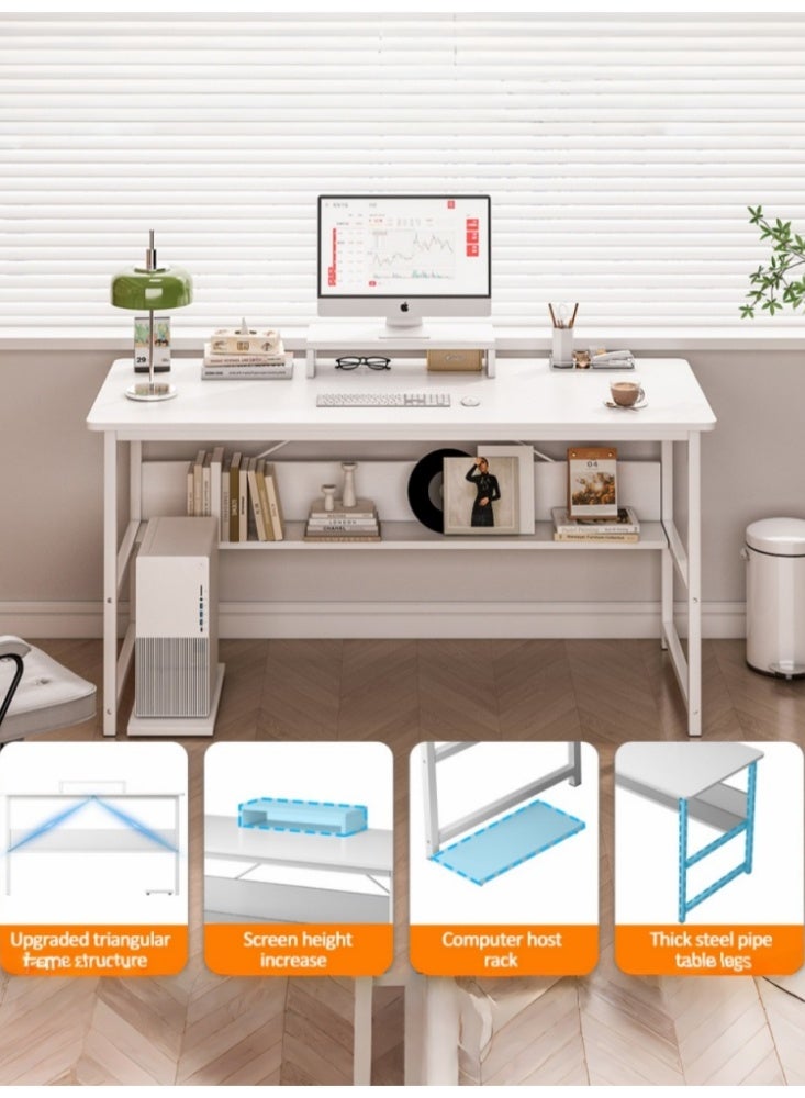 Zanotta Office Table Study Desk Office Desk Spacious Gaming Desk Gaming Table Computer Table Ideal for Students and Gamers White 110*50*73CM - Image 5