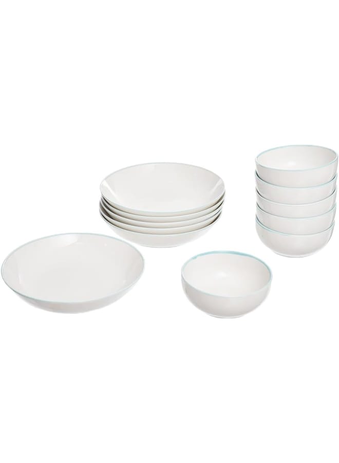 Rosa By Fathy Mahmoud Turquoise Coup Reactive Porcelain Dinner Set 24 Pieces - Multi Color (6 Dessert Plates, 6 Soup Plates, 6 Dinner Plates, 6 Bowls) - Image 3