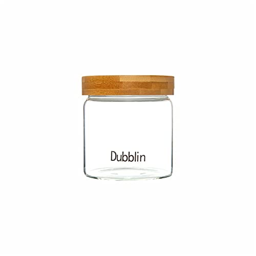 DUBBLIN Borosilicate Glass Jar with airtight wooden Lid, kitchen storage jar container microwave safe - 600ml, 1 Pc, Transparent - Image 2